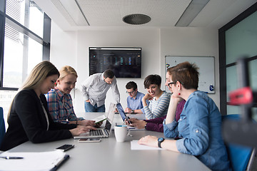 Image showing Group of young people meeting in startup office