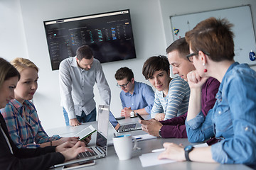 Image showing Group of young people meeting in startup office