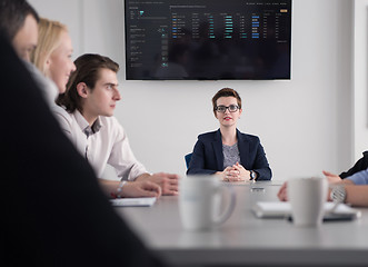 Image showing Group of young people meeting in startup office