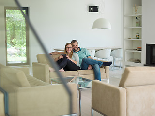 Image showing couple relaxes in the living room