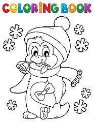 Image showing Coloring book happy Valentine penguin 1