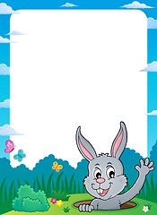 Image showing Frame with lurking Easter bunny theme 1