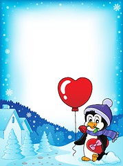 Image showing Cute Valentine penguin theme frame 2