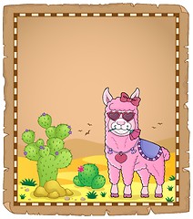 Image showing Llama with love glasses parchment 1