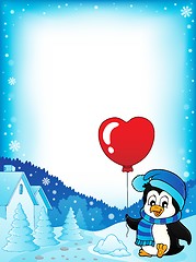 Image showing Cute Valentine penguin theme frame 1