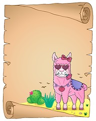 Image showing Llama with love glasses parchment 2