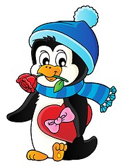 Image showing Cute Valentine penguin theme image 2