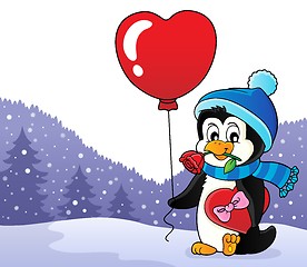 Image showing Cute Valentine penguin theme image 4