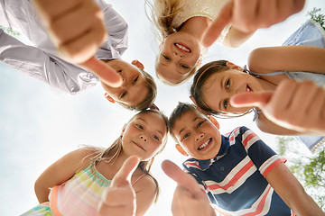 Image showing happy children showing thumbs up in circle