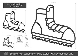 Image showing Mountaineering boots line icon.