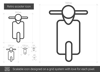 Image showing Retro scooter line icon.