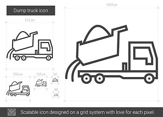 Image showing Dump truck line icon.