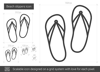 Image showing Beach slippers line icon.