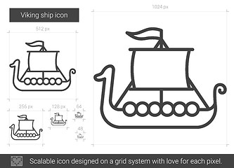 Image showing Viking ship line icon.