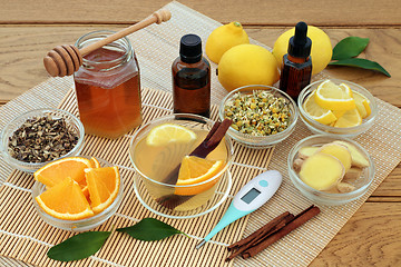 Image showing Natural Ingredients for Cold and Flu Remedy