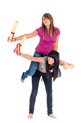 Image showing Teenager schoolgirls