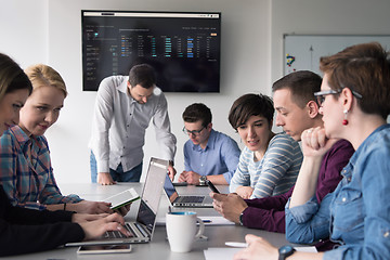 Image showing Group of young people meeting in startup office