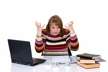 Image showing Teenager student doing homework