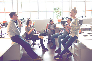 Image showing Young Business Team At A Meeting at modern office building