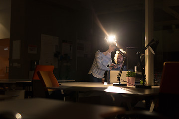 Image showing young designers in the night office