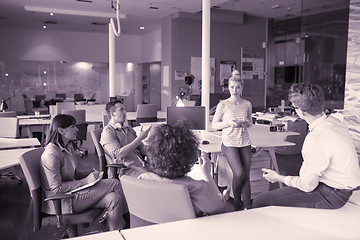 Image showing Young Business Team At A Meeting at modern office building