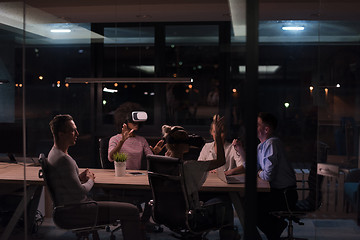 Image showing Multiethnic Business team using virtual reality headset