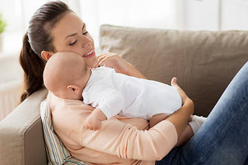 Image showing happy mother with little baby boy at home