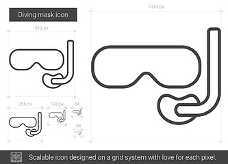 Image showing Diving mask line icon.