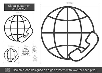 Image showing Global customer service line icon.