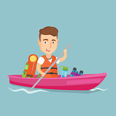 Image showing Man riding in kayak vector illustration.