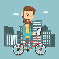 Image showing Man riding bicycle in the city vector illustration