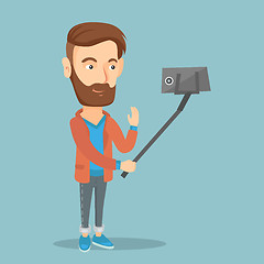 Image showing Man making selfie vector illustration.