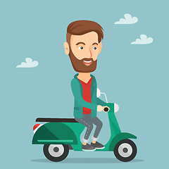 Image showing Man riding scooter vector illustration.