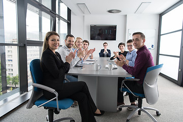 Image showing Group of young people meeting in startup office