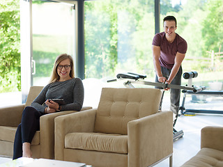 Image showing couple relaxing at  home