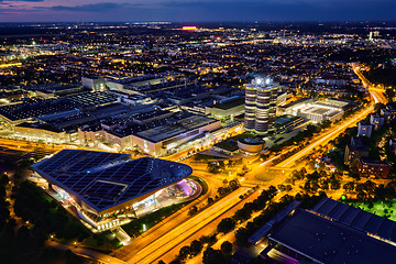 Image showing Aerial view of BMW Museum and BWM Welt and factory. Munich, Germany