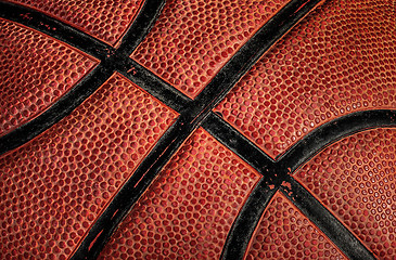 Image showing Closeup part of old basketball ball