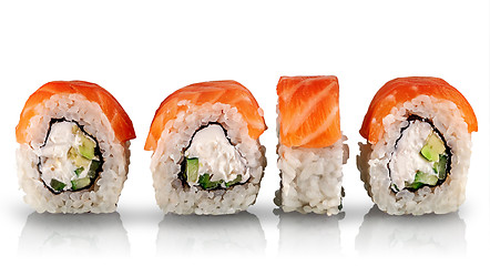 Image showing Sushi rolls Philadelphia in a row