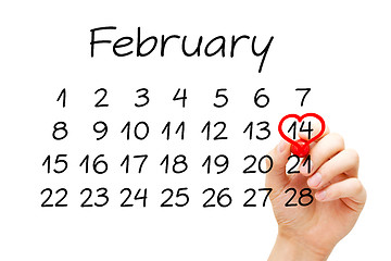 Image showing Valentines Day February 14 Calendar Concept