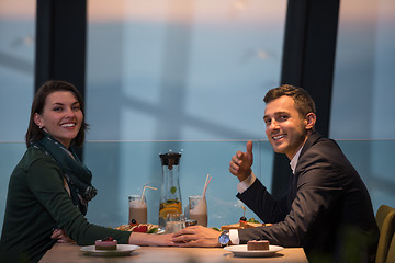 Image showing Couple on a romantic dinner at the restaurant