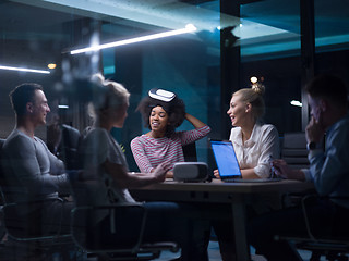 Image showing Multiethnic Business team using virtual reality headset