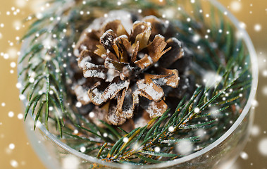 Image showing close up of christmas decoration of fir and cone