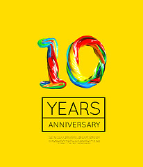 Image showing 10th Anniversary, congratulation for company or person on yellow background. Vector