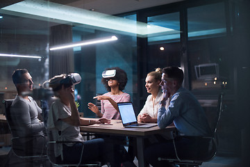 Image showing Multiethnic Business team using virtual reality headset