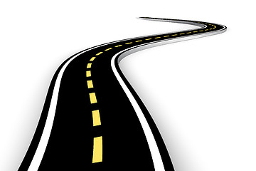 Image showing Leaving the highway, curved road with markings. 3D vector illustration on white