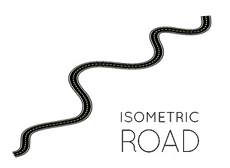 Image showing Isometric highway, curved road with markings. 3D vector illustration on white