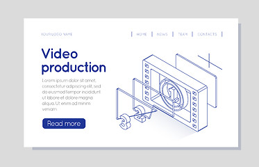 Image showing Film strip counter with countdown. Isometric vector illustration. Thin line style design. Can be used as an illustration for web site or printing for video production or cinematography industry