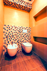 Image showing Bathroom interior, toilet and bidet