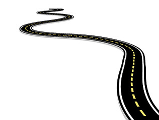 Image showing Leaving the highway, curved road with markings. 3D vector illustration on white