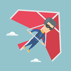 Image showing Man flying on hang-glider vector illustration.